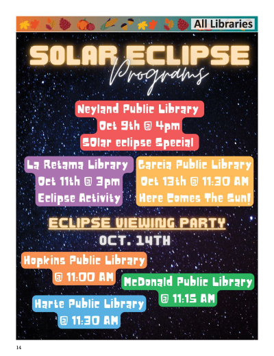 2023 Corpus Christi Public Libraries Solar Eclipse Programs